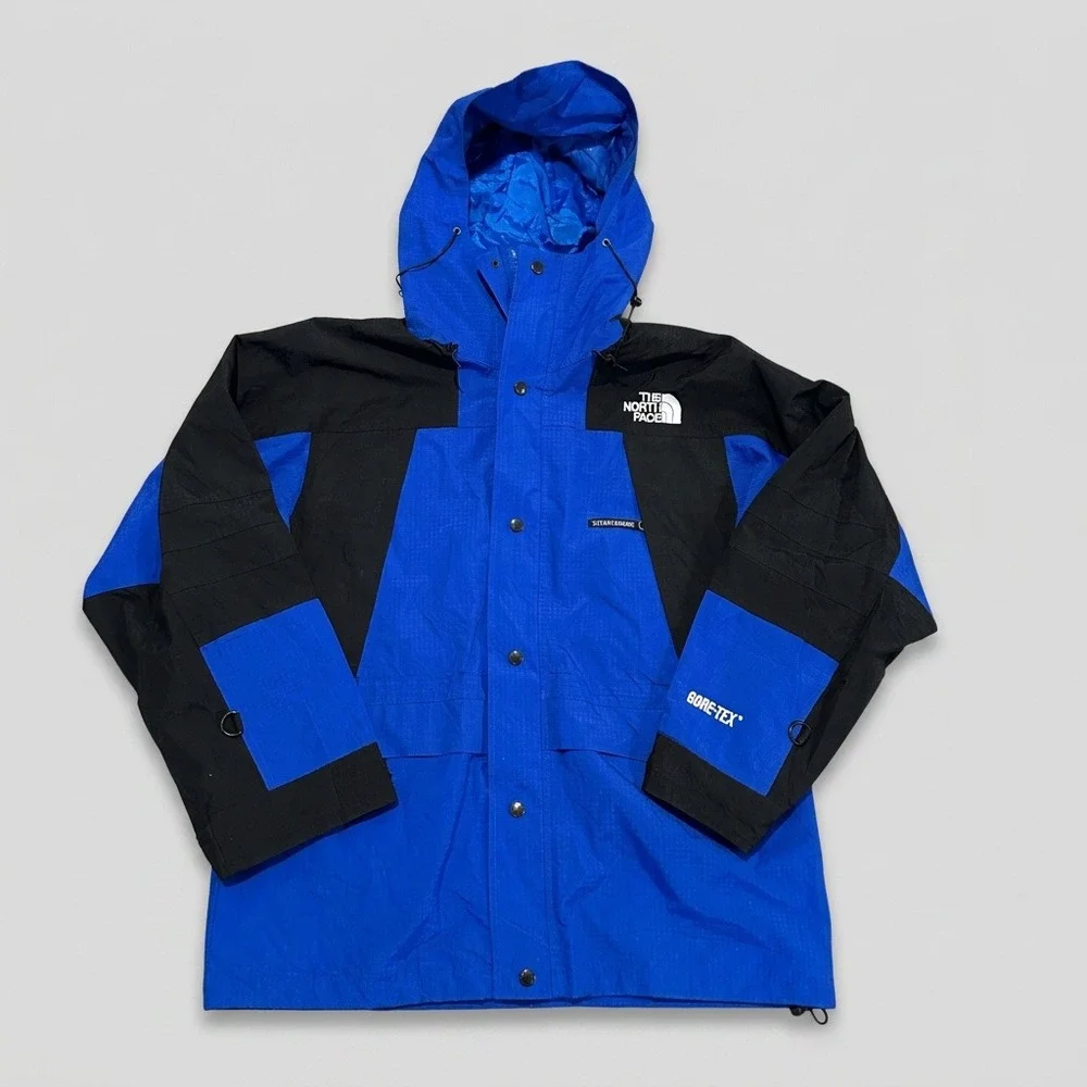Vintage 90s The North Face Gore-Tex Mountain Jacket Blue Black Mens Size M Shell